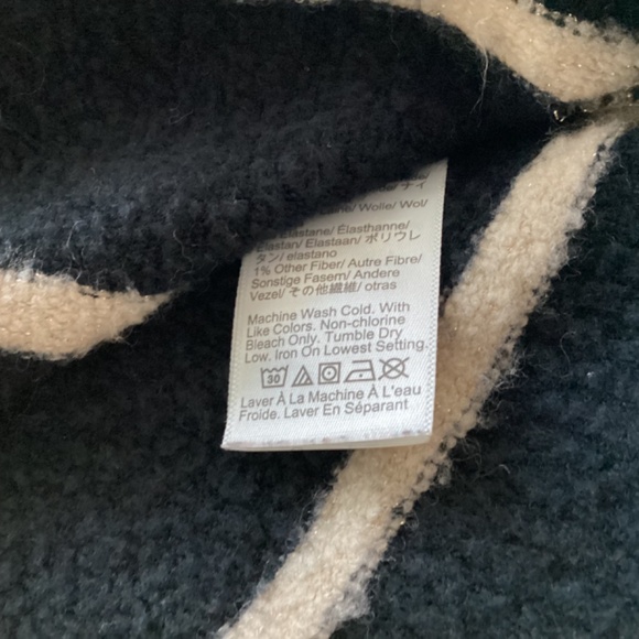 J.Crew, black, w/ gold shimmer stripes, crew neck, pull-over sweater, sz small - Picture 4 of 4